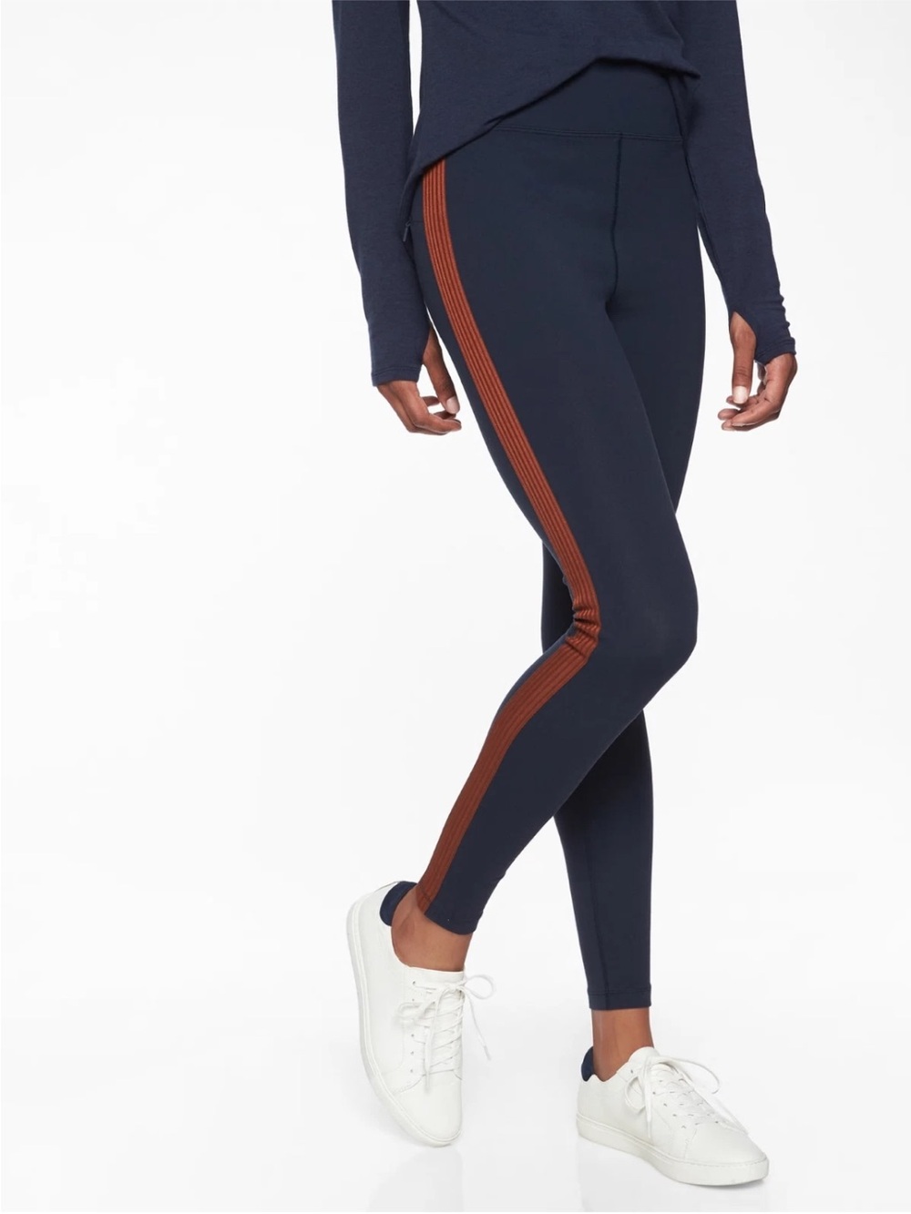Athleta Track Tux Tights High Rise Navy Leggings Women's Medium
